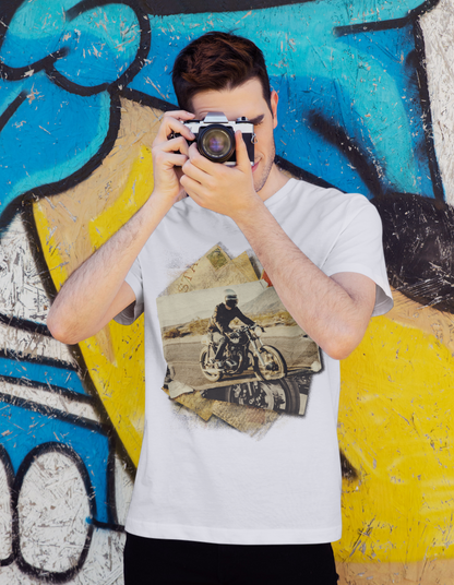 Tricou Vintage Photo With Motorcycle